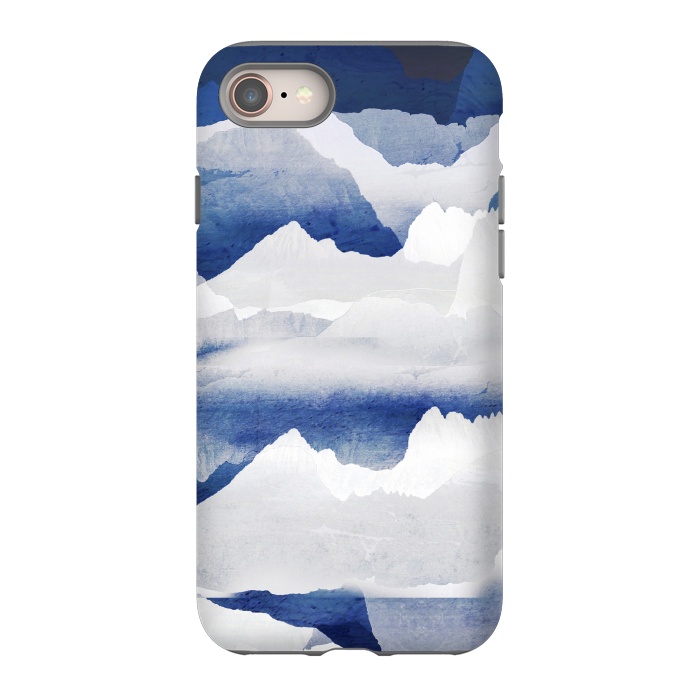 iPhone 8 StrongFit Minimal abstract blue mountains by Oana 