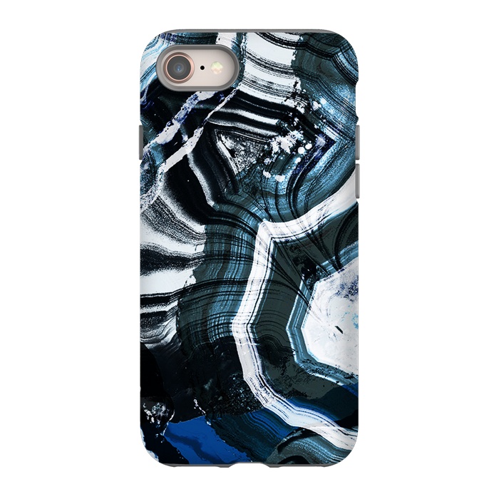 iPhone 8 StrongFit Dark blue ink brushed agata marble by Oana 