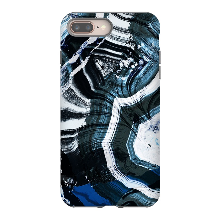 iPhone 8 plus StrongFit Dark blue ink brushed agata marble by Oana 
