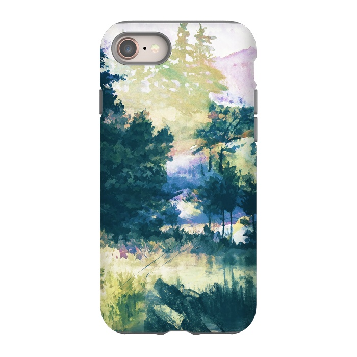 iPhone 8 StrongFit Watercolor painted forest landscape by Oana 