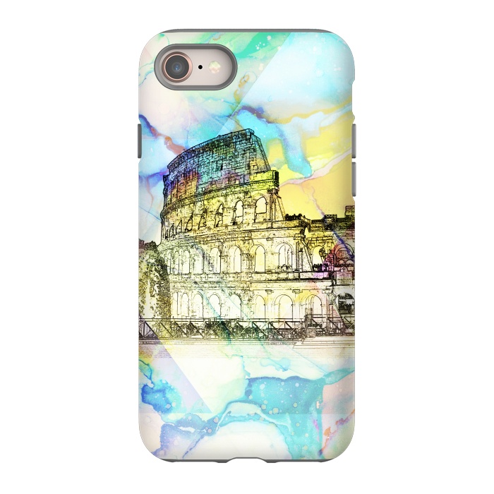 iPhone 8 StrongFit Colosseum Rome Italy ink sketch and watercolor painting by Oana 
