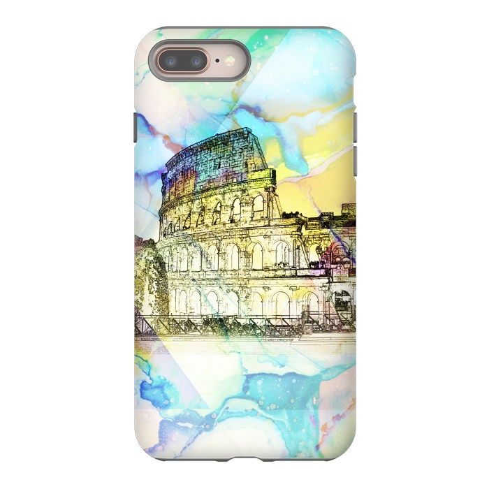 iPhone 8 plus StrongFit Colosseum Rome Italy ink sketch and watercolor painting by Oana 