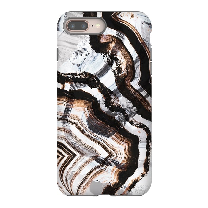 iPhone 8 plus StrongFit Agate marble brown brushtroke stripes by Oana 