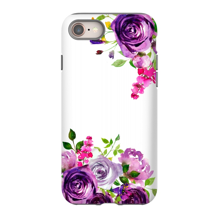 iPhone 8 StrongFit Hand drawn purple and pink florals on white by  Utart