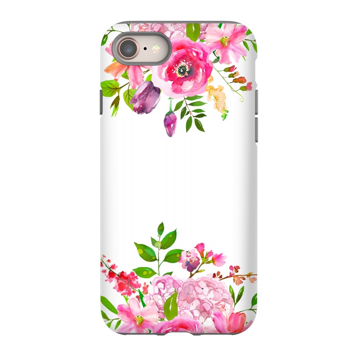 iPhone 8 StrongFit Pink Watercolor florals on white by  Utart