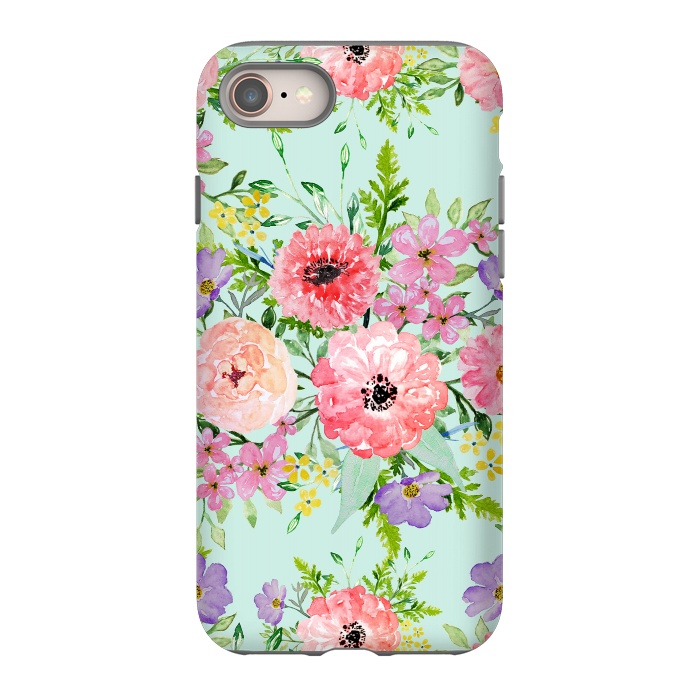 iPhone 8 StrongFit Blooming floral bouquet watercolor hand paint  by InovArts