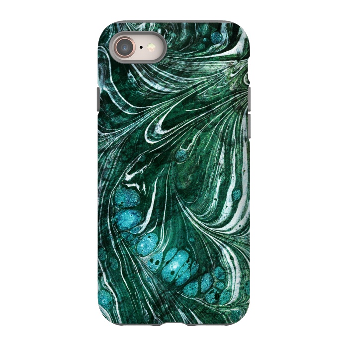 iPhone 8 StrongFit Emerald green painted liquid marble by Oana 