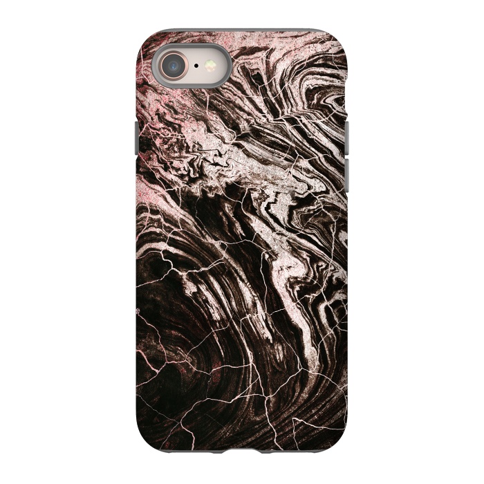 iPhone 8 StrongFit Rose gold and black marble art by Oana 