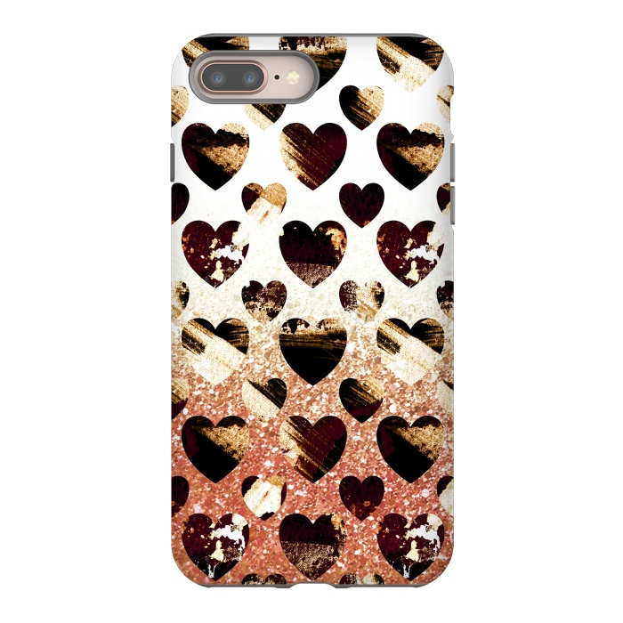 iPhone 8 plus StrongFit Golden animal print spotted hearts by Oana 