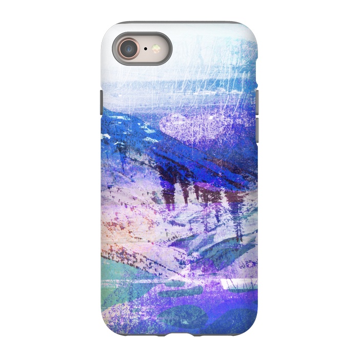 iPhone 8 StrongFit Abstract blue painted mountain landscape by Oana 