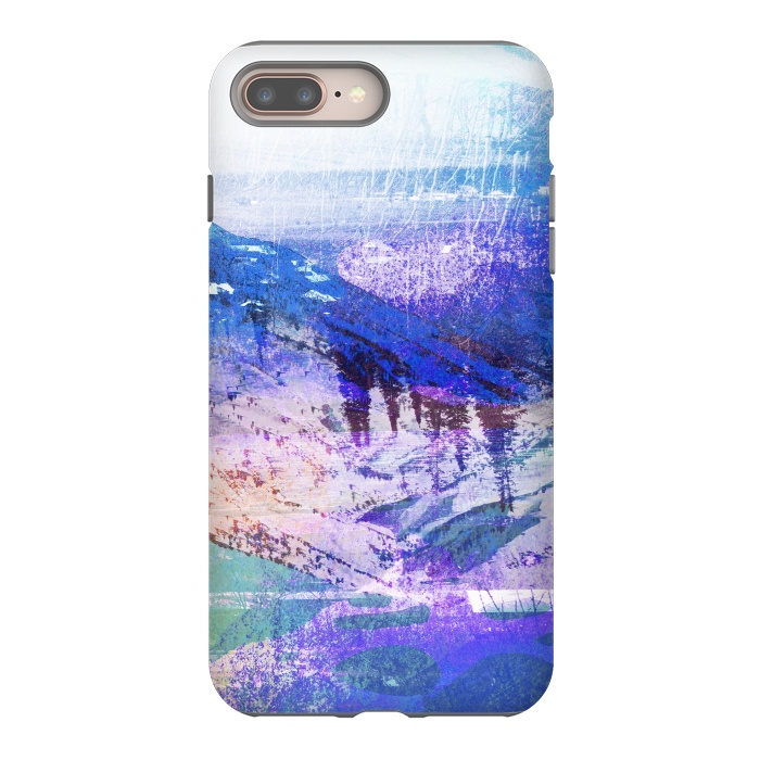 iPhone 8 plus StrongFit Abstract blue painted mountain landscape by Oana 