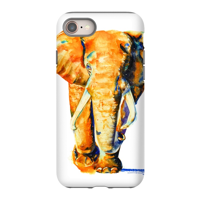 iPhone 8 StrongFit Elephant. Watercolor design. by Elena Terzi