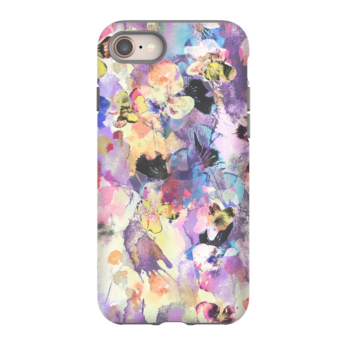 iPhone 8 StrongFit Watercolor splattered stylised pansy by Oana 