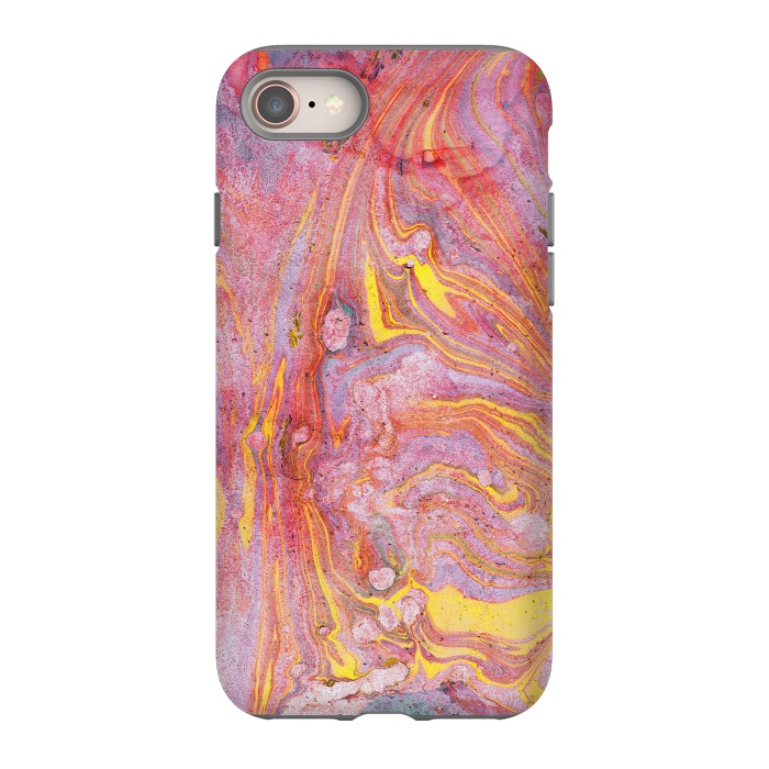 iPhone 8 StrongFit Pink yellow painted mable  by Oana 