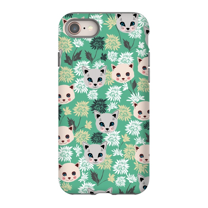 iPhone 8 StrongFit Cute Cats and Flowers by Karolina