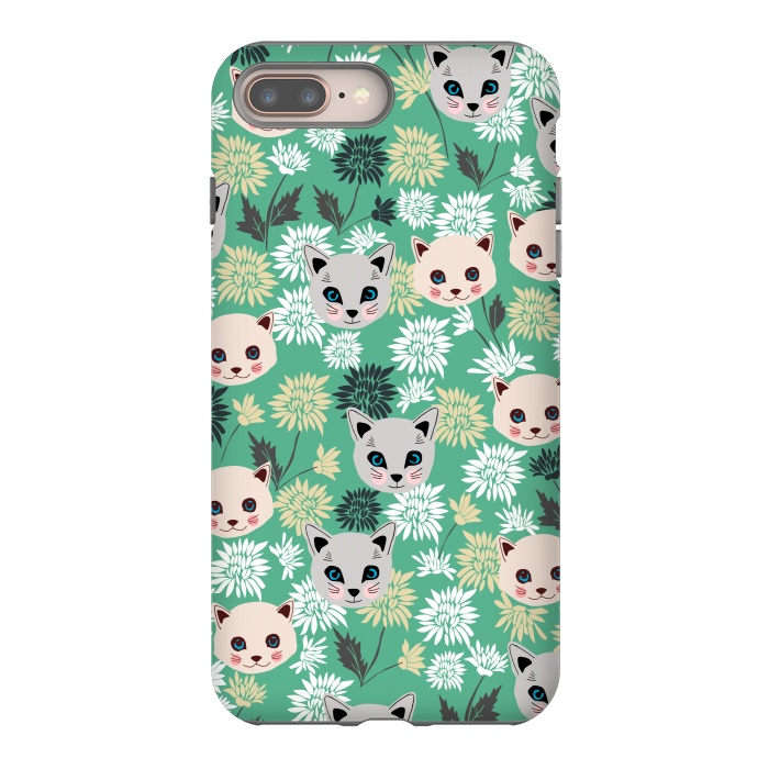 iPhone 8 plus StrongFit Cute Cats and Flowers by Karolina