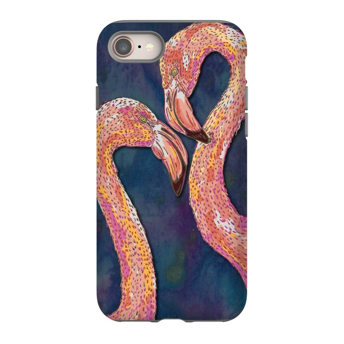 iPhone 8 StrongFit Pink Flamingos by Lotti Brown