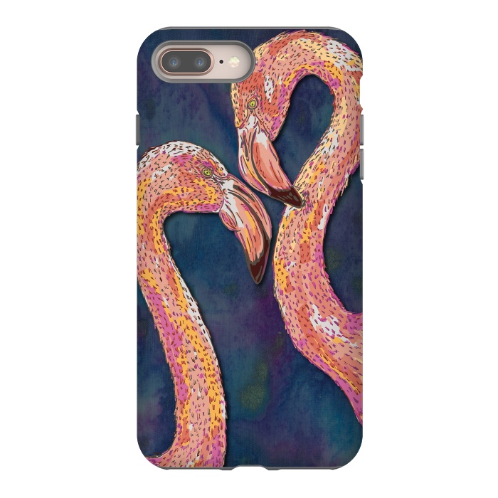 iPhone 8 plus StrongFit Pink Flamingos by Lotti Brown