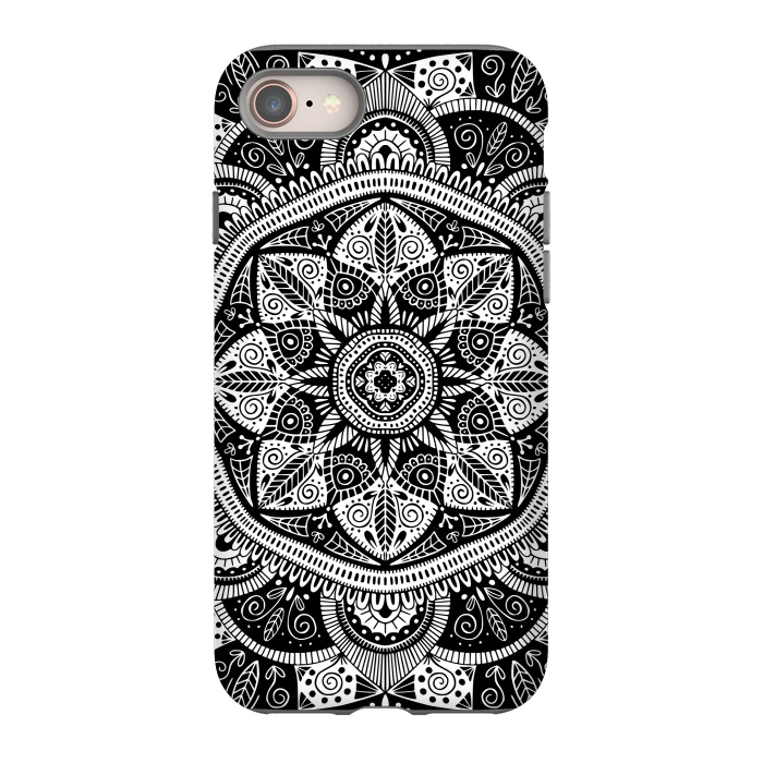 iPhone 8 StrongFit Black and White Mandala 011 by Jelena Obradovic