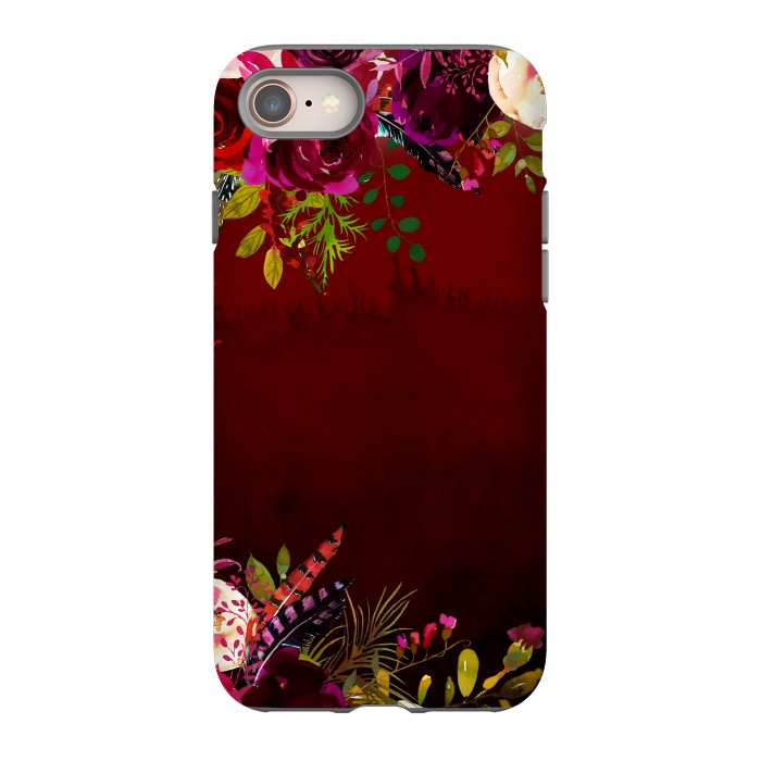 iPhone 8 StrongFit Deep Red Floral Meadow  by  Utart