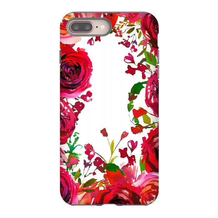 iPhone 8 plus StrongFit Moody red roses on white by  Utart