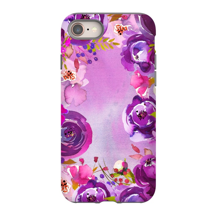 iPhone 8 StrongFit Watercolor Hand drawn Purple Spring Flowers by  Utart