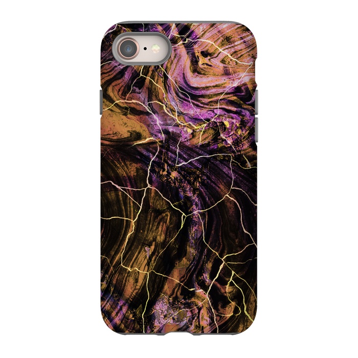 iPhone 8 StrongFit Gold pink marble brushstrokes and cracks by Oana 