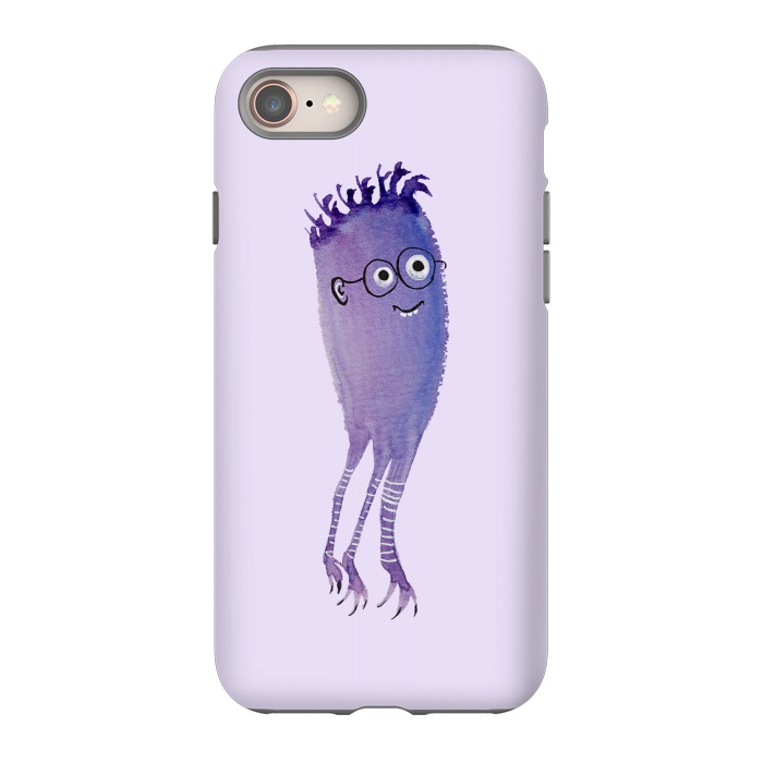 iPhone 8 StrongFit Geek Jellyfish Funny Monster With Glasses Watercolor by Boriana Giormova