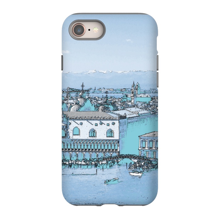 iPhone 8 StrongFit Blue watercolor painted Venice, Italy by Oana 