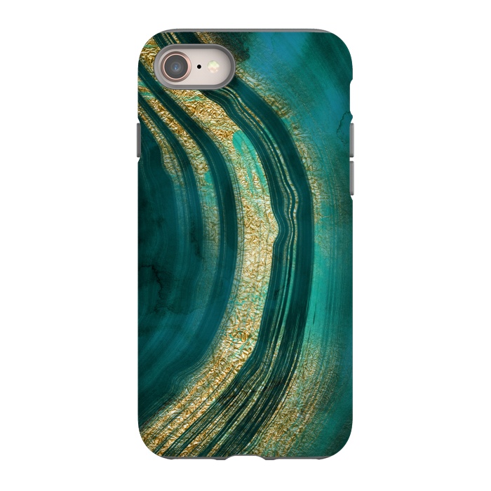 iPhone 8 StrongFit Bohemian Green Marble with Gold Veins by DaDo ART
