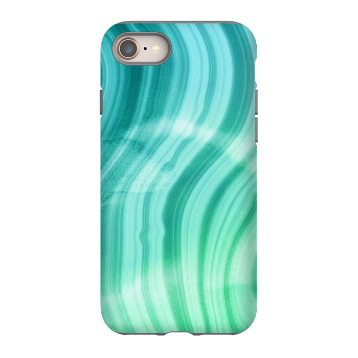 iPhone 8 StrongFit Teal and White Marble Waves by DaDo ART