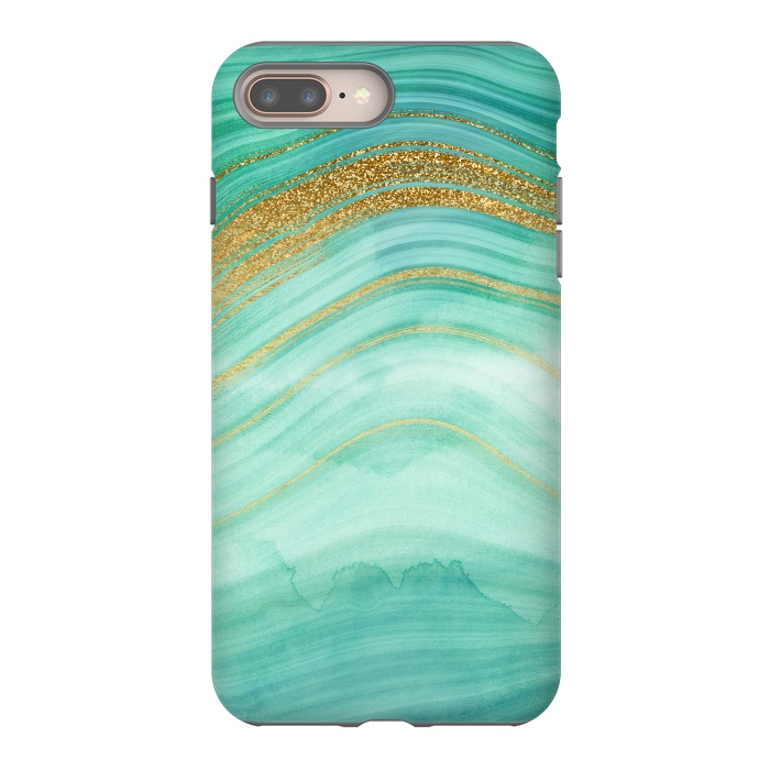 iPhone 8 plus StrongFit Golden Mermaid Marble Waves by DaDo ART