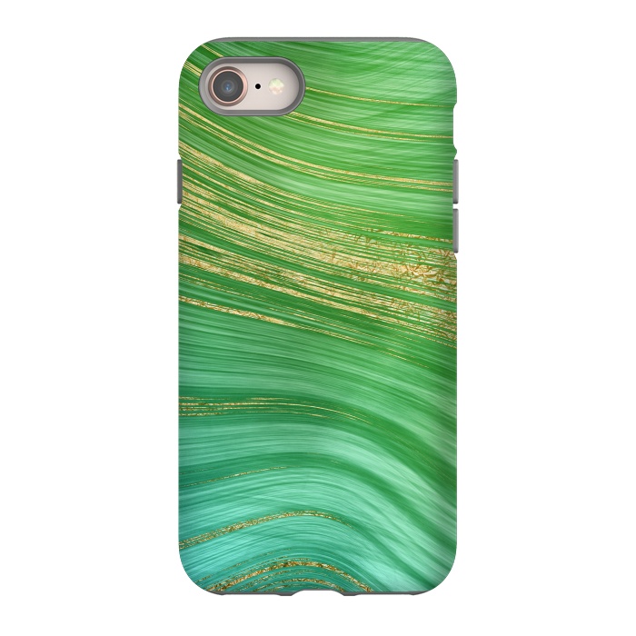 iPhone 8 StrongFit Spring Green and TEal and Gold Mermaid Marble WAves by DaDo ART