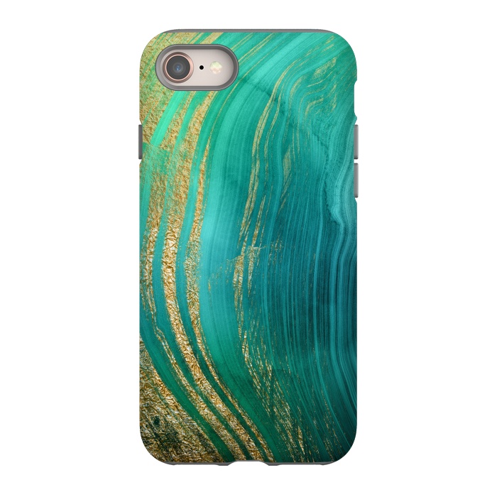 iPhone 8 StrongFit Green and Teal Gold Marble  by DaDo ART