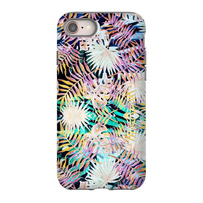 iPhone 8 StrongFit Colorful tropical palm leaves and stripes by Oana 