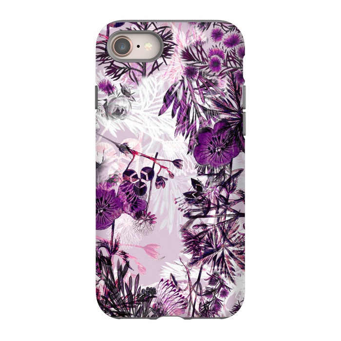 iPhone 8 StrongFit Romantic purple botanical illustration by Oana 