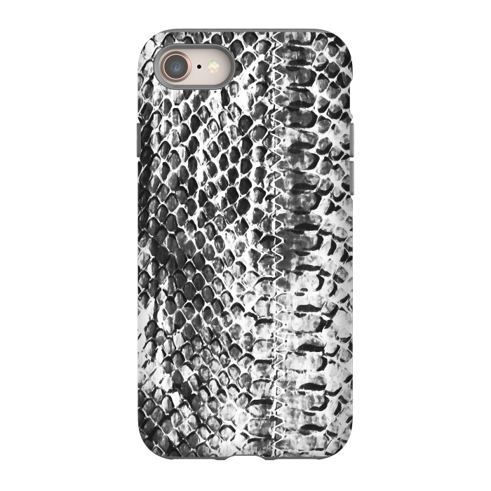 iPhone 8 StrongFit Black and white ink snake skin animal print by Oana 