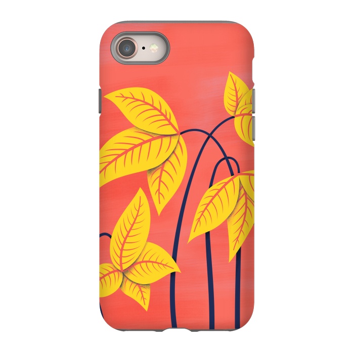 iPhone 8 StrongFit Abstract Flowers Geometric Art In Vibrant Coral And Yellow  by Boriana Giormova
