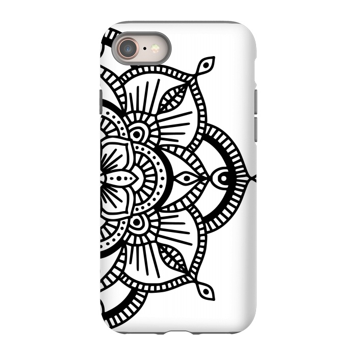 iPhone 8 StrongFit Black and White Mandala  by Jelena Obradovic