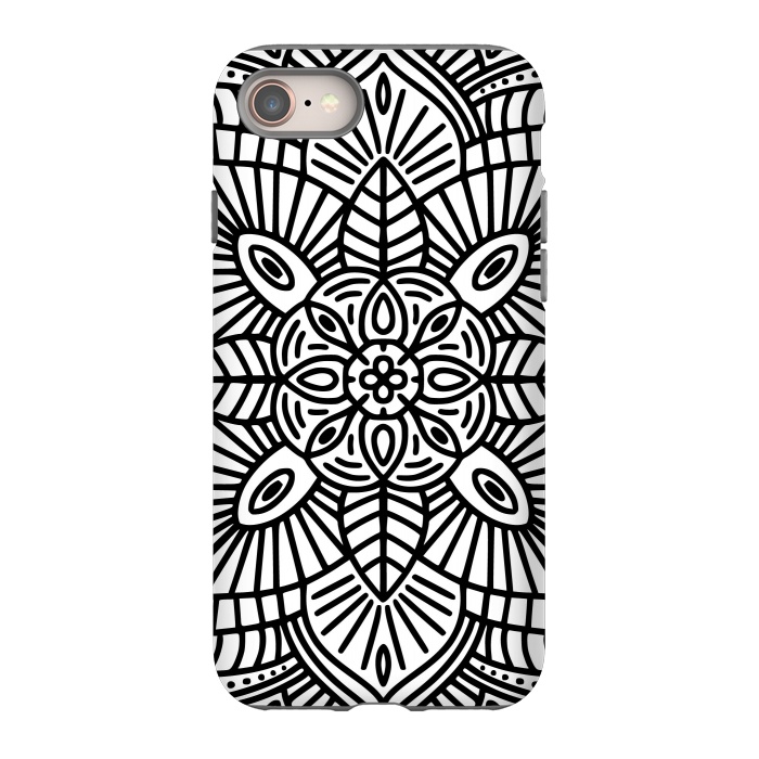 iPhone 8 StrongFit Black and White Mandala 02 by Jelena Obradovic