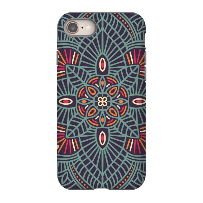 iPhone 8 StrongFit Colorful Pattern Mandala Design 23 by Jelena Obradovic