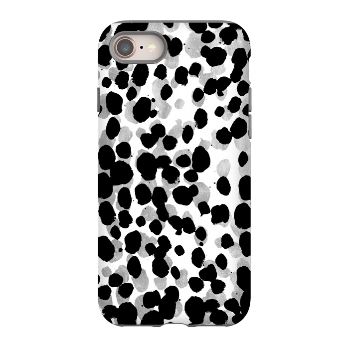 iPhone 8 StrongFit animal print spots black and silver by Oana 