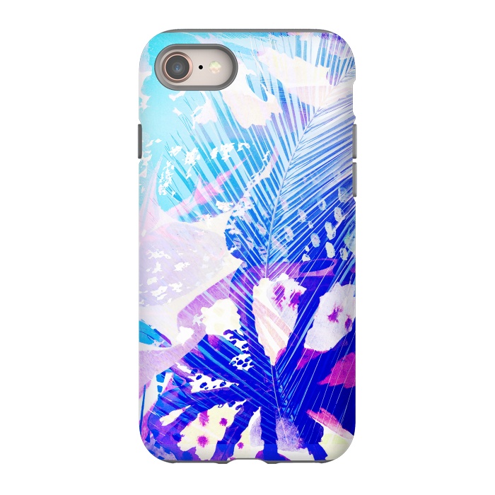 iPhone 8 StrongFit Tropical palm and ficus leaves gradient painting by Oana 