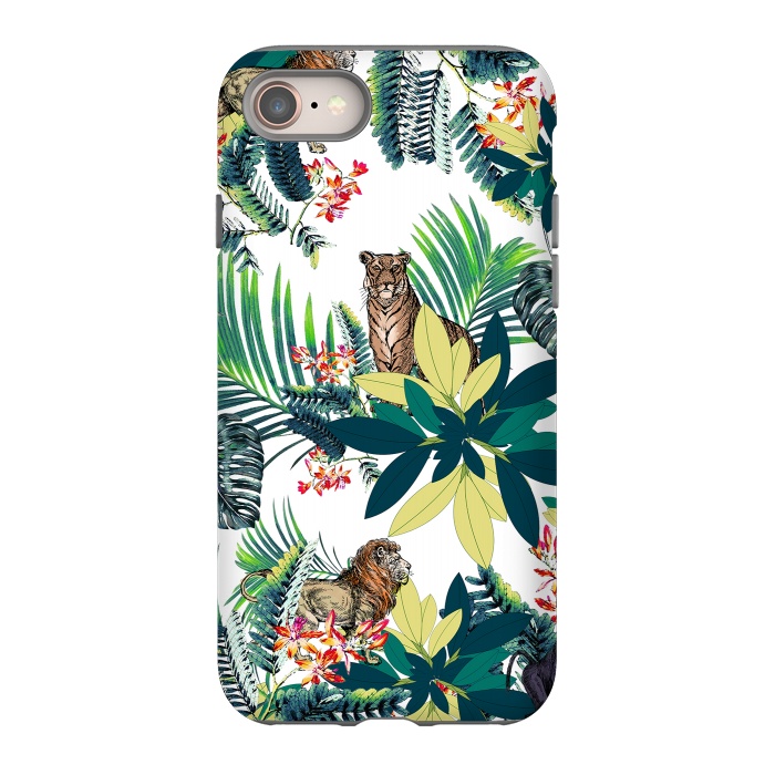 iPhone 8 StrongFit Tropical leaves and jungle animals  by Oana 
