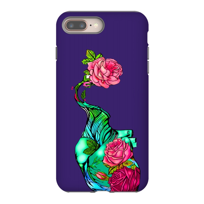 iPhone 8 plus StrongFit Heart floral design colorful pink roses peonies by Josie