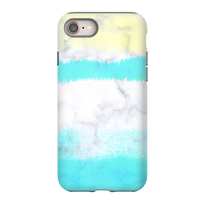 iPhone 8 StrongFit Baby blue and white brushed marble by Oana 