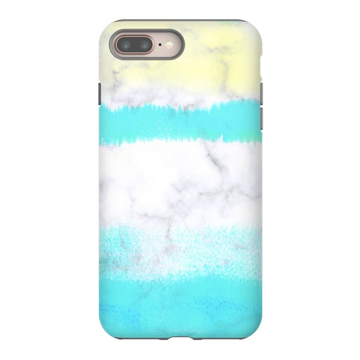 iPhone 8 plus StrongFit Baby blue and white brushed marble by Oana 