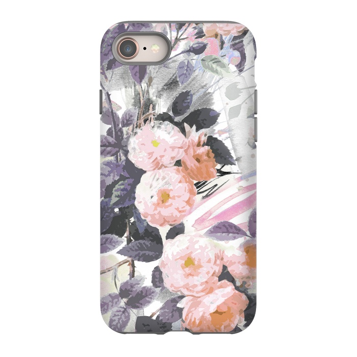 iPhone 8 StrongFit Pink gray romantic roses by Oana 