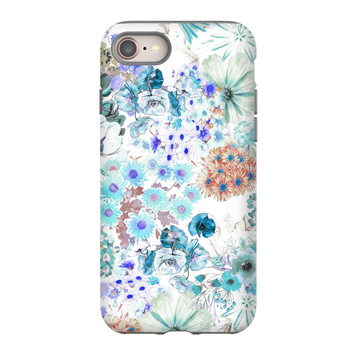iPhone 8 StrongFit Romantic blue watercolor flowers by Oana 