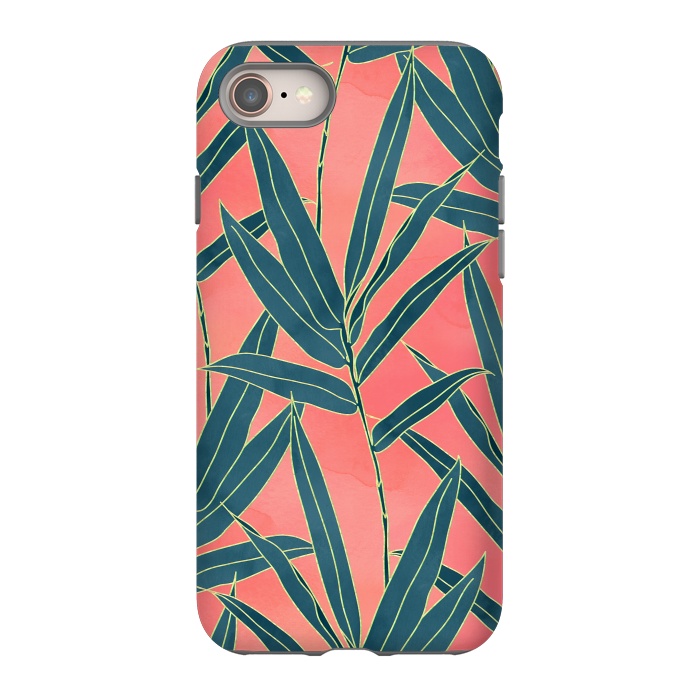iPhone 8 StrongFit Modern coral and blue foliage design  by InovArts